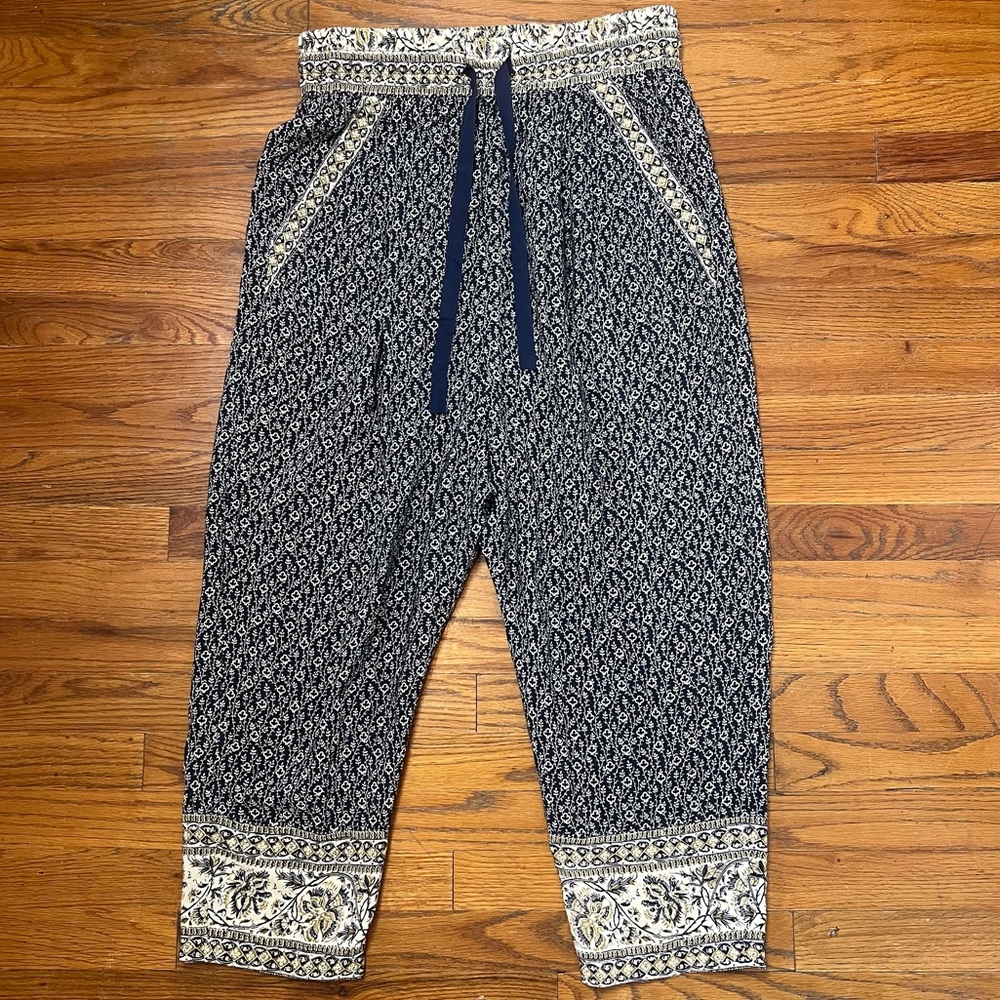 Sea New York floral Print 100% Silk Straight Leg Pants Size 4